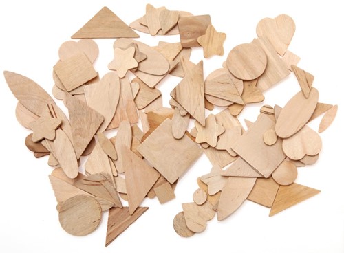 Bouhon formes assorties en bois, set de 100 pièces