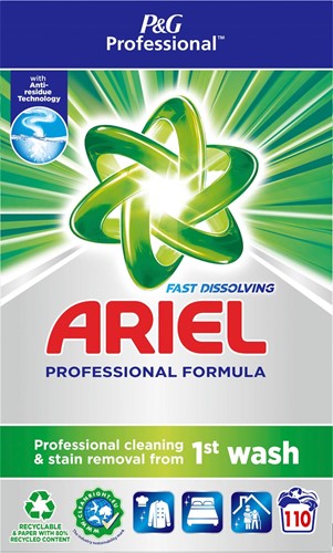 Ariel Professional Formula Fast Dissolving lessive en poudre, boîte de 6,6 kg, 110 doses