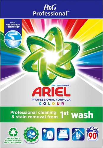 Ariel Professional Formula Fast Dissolving Colour lessive en poudre, boîte de 5,4 kg, 90 doses