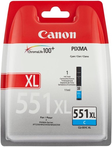 Canon inktcartridge CLI-551C-XL, 695 pagina's, OEM 6444B001, cyaan 1 Stuk