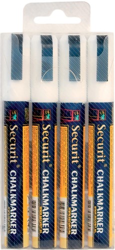 Securit krijtmarker medium wit, blister met 4 stuks 4 Stuk