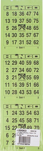 Blocs bingo, 3 blocs par feuille, paquet de 5 x 100 feuilles