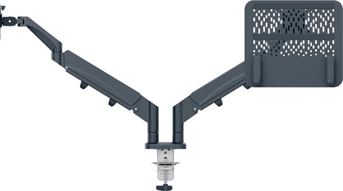 Leitz Ergo bras d'écran à faible encombrement, bras double avec 1 bras pour ordinateur portable, gris