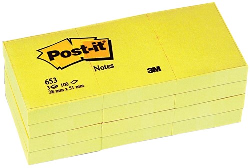 Post-it Notes, ft 38 x 51 mm, geel, blok van 100 vel