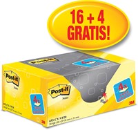 Post-it Notes, ft 38 x 51 mm, jaune, bloc de 100 feuilles, paquet de 16 + 4 gratuit-2