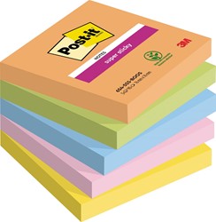 Post-it Super Sticky notes Boost, 90 feuilles, ft 76 x 76 mm, couleurs assorties, paquet de 5 blocs 5 Stuk