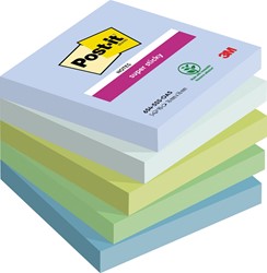 Post-it Super Sticky notes Oasis, 90 feuilles, ft 76 x 76 mm, couleurs assorties, paquet de 5 blocs