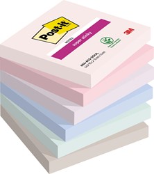 Post-it Super Sticky notes Soulful, 90 feuilles, ft 76 x 76 mm, couleurs assorties, paquet de 6 blocs, 6 Stuk