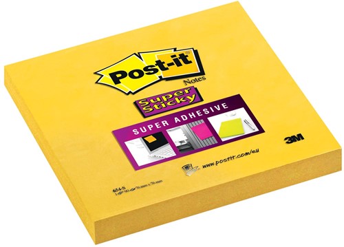 Post-it Super Sticky notes, 90 feuilles, ft 76 x 76 mm, jaune néon 90 Vel