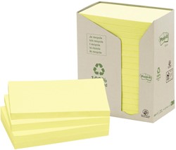 Post-it Recycled notes, 100 vel, ft 76 x 127 mm, geel, pak van 16 blokken