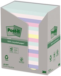 Post-it recycled notes Nature, 100 vel, ft 76 x 127 mm, pak van 16 blokken, geassorteerde kleuren