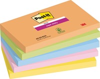 Post-it Super Sticky notes Boost, 90 feuilles, ft 76 x 127 mm, couleurs assorties, paquet de 5 blocs