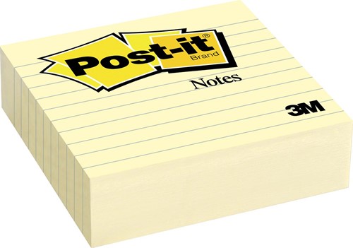Post-it Notes, ft 101 x 101 mm, jaune, ligné, bloc de 300 feuilles