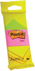 Post-it Notes, 100 vel, ft 38 x 51 mm, blister van 3 blokken in neongeel, guava roze en neongroen