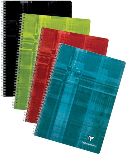 Clairefontaine cahier ft A4, 180 pages, quadrillé 5 mm, reliure spiralé, couleurs assorties