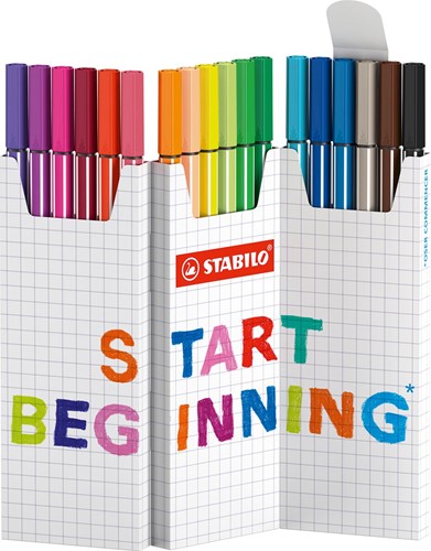 STABILO Pen 68 feutre, couleurs assorties, deskset de 18 pièces