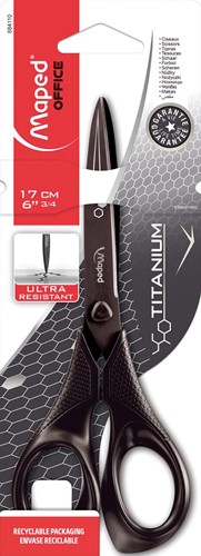 Maped schaar Titanium 17 cm, symmetrische ogen, op blister 1 Stuk