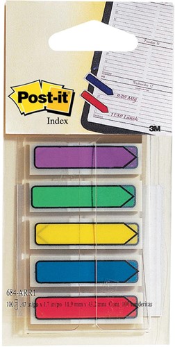 Post-it Index pijltjes, blister met 5 kleuren, 24 blaadjes per kleur