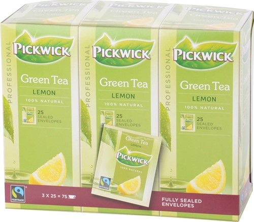 Pickwick thé, thé vert au citron, du commerce équitable, paquet de 25 sachets 25 Stuk