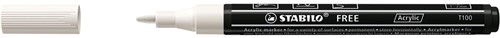 STABILO free acrylmarker T100, ronde punt, 1-2 mm, wit