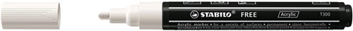 STABILO free acrylmarker T300, ronde punt, 2-3 mm, wit