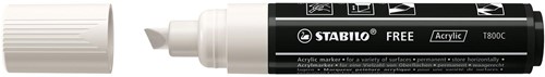 STABILO free marqueur acrylique T800, pointe biseautée, 4-10 mm, blanc