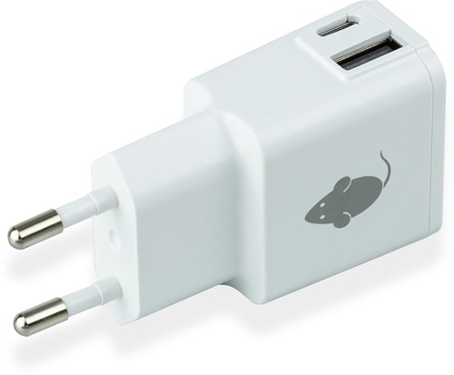 Greenmouse Dual oplader 1 x USB-A en 1 x USB-C, wit 1 Stuk