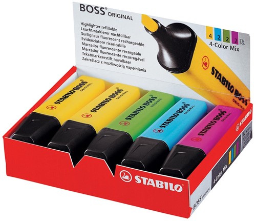 STABILO BOSS ORIGINAL markeerstift, doos van 10 stuks in geassorteerde kleuren 10 Stuk