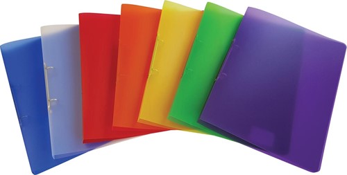 Alpha classeur à anneaux, pour ft A4, en PP, 2 anneaux de 16 mm, couleurs assorties tranparentes