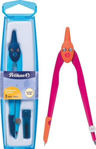 Pelikan compas avec mines réserves, en boîte, en couleurs assorties