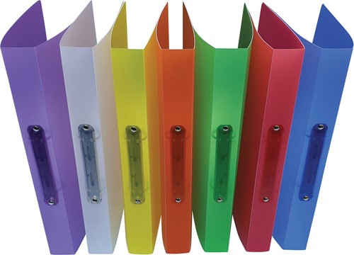Alpha classeur à anneaux, pour ft A4, en PP, 2 anneaux de 25 mm, couleurs assorties tranparentes-3