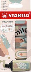 STABILO BOSS MINI naturevibes markeerstift, geassorteerde kleuren, blister van 5 stuks