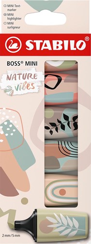 STABILO BOSS MINI naturevibes markeerstift, geassorteerde kleuren, blister van 6 stuks