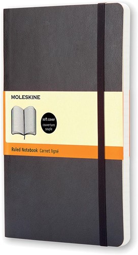Moleskine notitieboek, ft 13 x 21 cm, gelijnd, soepele cover, 192 bladzijden, zwart 1 Stuk