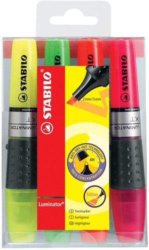 STABILO LUMINATOR markeerstift, etui van 4 stuks in geassorteerde kleuren 4 Stuk
