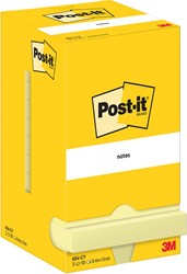 Post-It Notes, 100 vel, ft 76 x 76 mm, geel, pak van 12 blokken