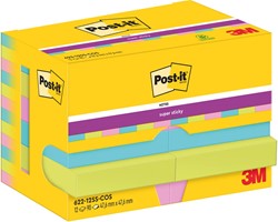 Post-It Super Sticky Notes Cosmic, 90 feuilles, ft 47,6 x 47,6 mm, paquet de 12 blocs