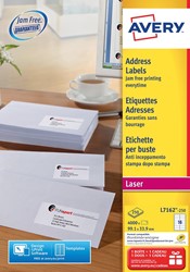Avery L7162, Etiquettes adresses, Laser, Ultragrip, blanches, 250 pages, 16 per page, 99,1 x 33,9 mm 250 Vel