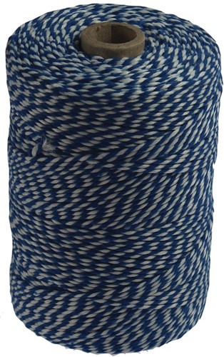 Ficelle de coton, bleu-blanc, bobine de 200 g, environs 250 m