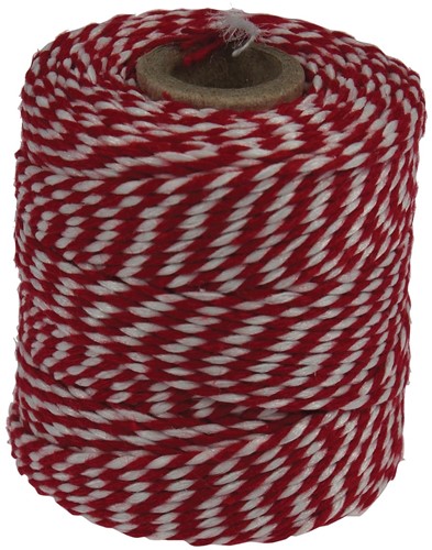 Ficelle de coton, rouge-blanc, bobine de 50 g, environs 55 m 1 Stuk