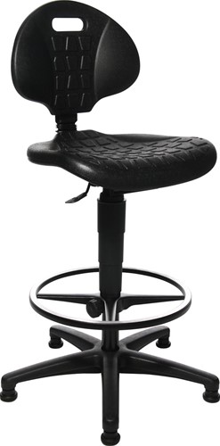 Topstar tabouret Tec 20, avec anneau repose-pieds chromé, avec patins, noir