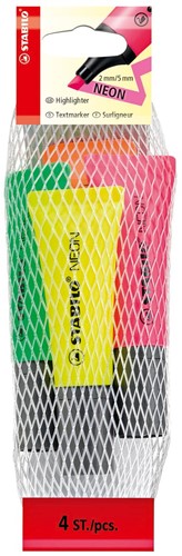 STABILO NEON markeerstift, etui van 4 stuks in geassorteerde kleuren 4 Stuk