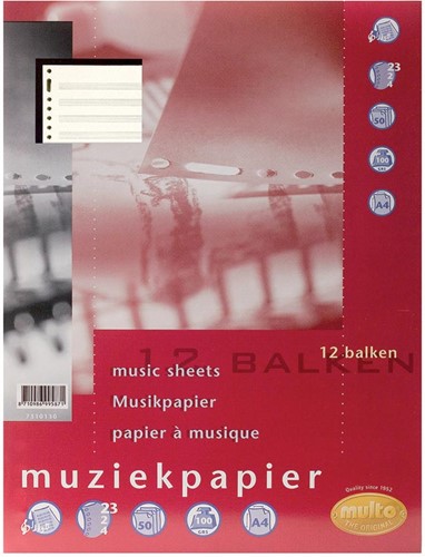 Multo papier à musique, ft A4, 23 trous 50 Vel