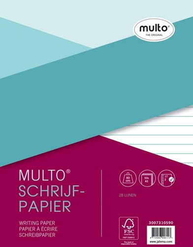 Multo ringbandinterieur, voor ft A5, 28 lijnen, met kantlijn 50 Vel