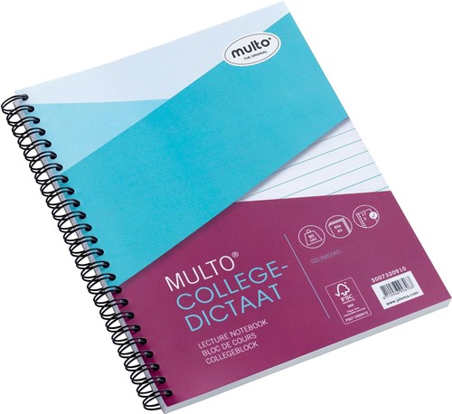 Multo collegedictaat ft 16,5 x 21 cm, gelijnd, 17-gaats 80 Vel