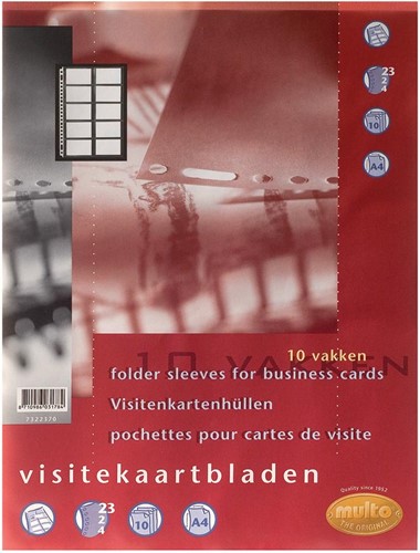 Multo pochette perforée pour cartes de visite ft A4, 10 pochettes, pak van 10 stuks 10 Stuk