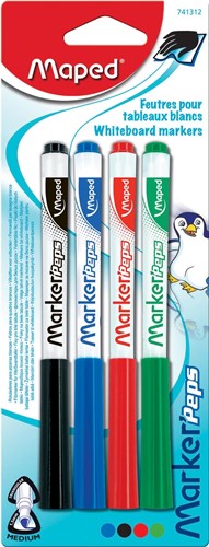 Maped whiteboardmarker Marker'Peps, blister van 4 stuks in geassorteerde kleuren