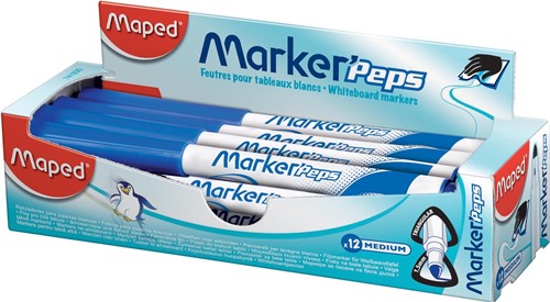 Maped marqueur tableau blanc Marker'Peps, boîte de 12 pièces, bleu