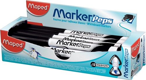 Maped marqueur tableau blanc Marker'Peps, boîte de 12 pièces, noir