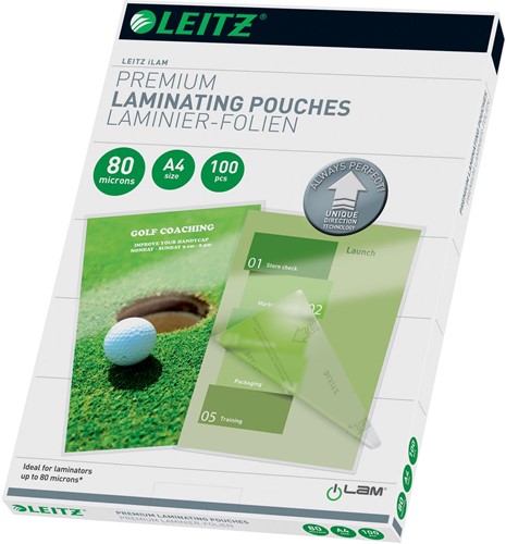 Leitz Ilam pochette à plastifier ft A4, 160 micron (2 x 80 micron), paquet de 100 pièces